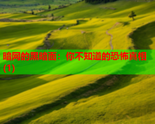暗网的黑暗面：你不知道的恐怖真相(1)